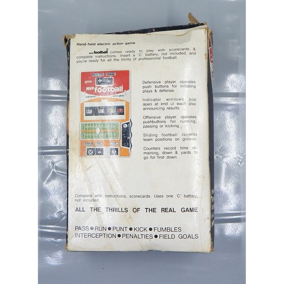 Galoob MVP Football Hand-Held Electric Game 1978 W/Box Not Working For Parts - Picture 11 of 12